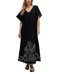 Raffya Women's Candy Tabard Embroidered Hem Midi Dress