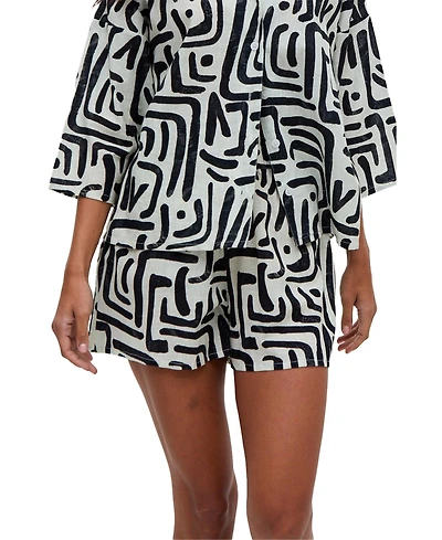 Raffya Women's Nicola Paperbag Waist Warhol Print Shorts