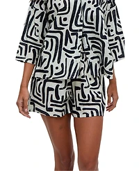 Raffya Women's Nicola Paperbag Waist Warhol Print Shorts