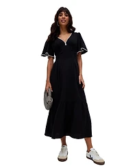 Raffya Women's Delilah V-Neck Front Tie Midi Dress