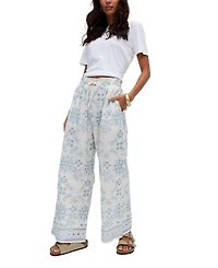Raffya Women's Cherice Wide leg All Over Embroidered Trouser