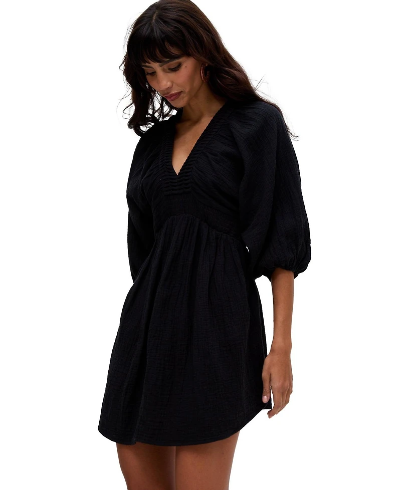 Raffya Women's Soipoi Ruched V-Neck Midi Dress