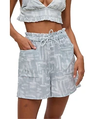 Raffya Women's Sammie Paperbag Waist Warhol Print Shorts