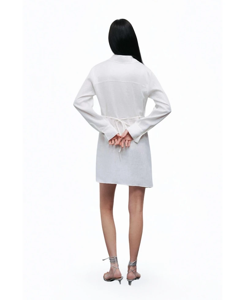 Nocturne Women's Linen Mini Dress with Accessory Detail