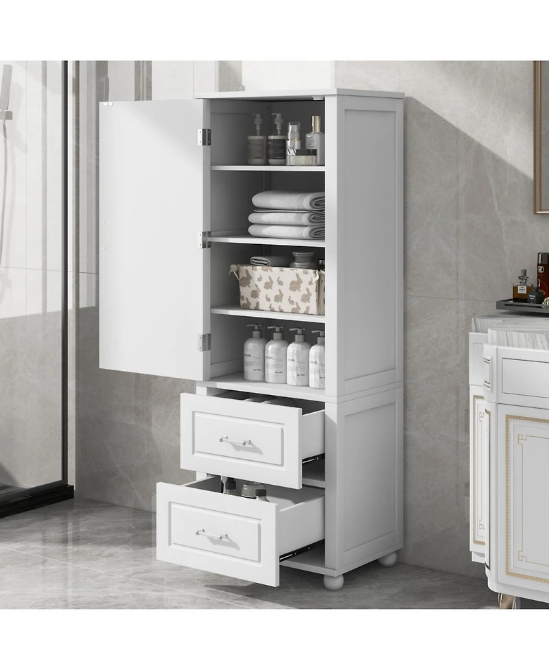 Streamdale Furniture Tall Bathroom Storage Cabinet with Drawers & Shelf