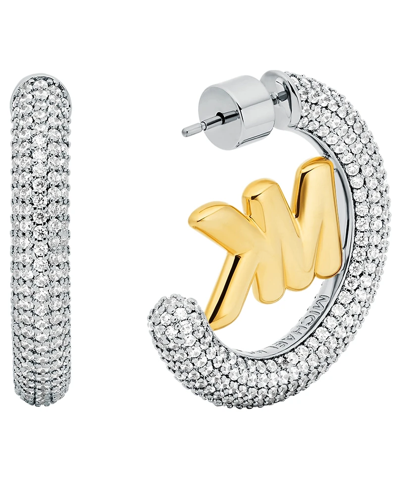 Michael Kors Gold-Tone Logo Hoop Earrings