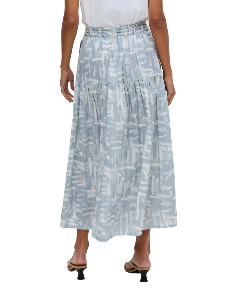 Raffya Women's Bonnie Shirred Waist Warhol Print Midi Skirt