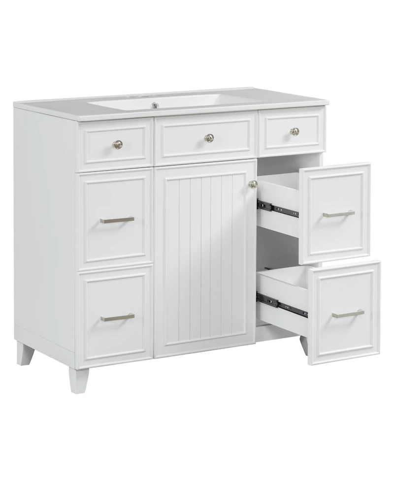 Streamdale Furniture 36" Bathroom Vanity w/ Ceramic Sink & Hairdryer Drawer