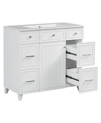 Streamdale Furniture 36" Bathroom Vanity w/ Ceramic Sink & Hairdryer Drawer