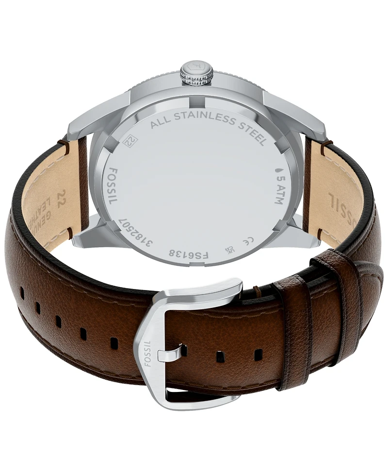 Fossil Men's Pearson Multifunction Brown Leather Watch, 42mm