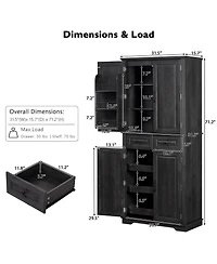 Streamdale Furniture 71" Farmhouse Pantry Cabinet with Pull Out Organizers