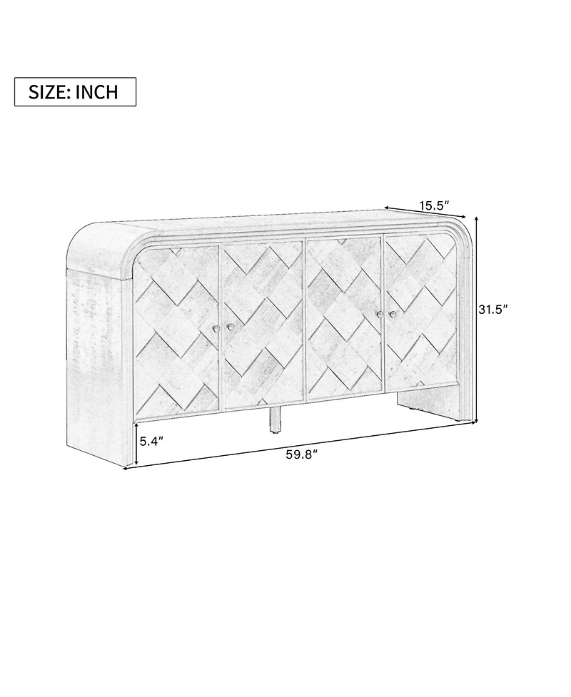 Streamdale Furniture Woven Wood Slat Door Sideboard
