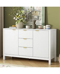 Streamdale Furniture Wave Design Sideboard - Adjustable Shelves Drawers Soft-Close Doors