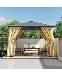 Streamdale Furniture 10'x10' Hardtop Gazebo Aluminum Frame Netting & Screens