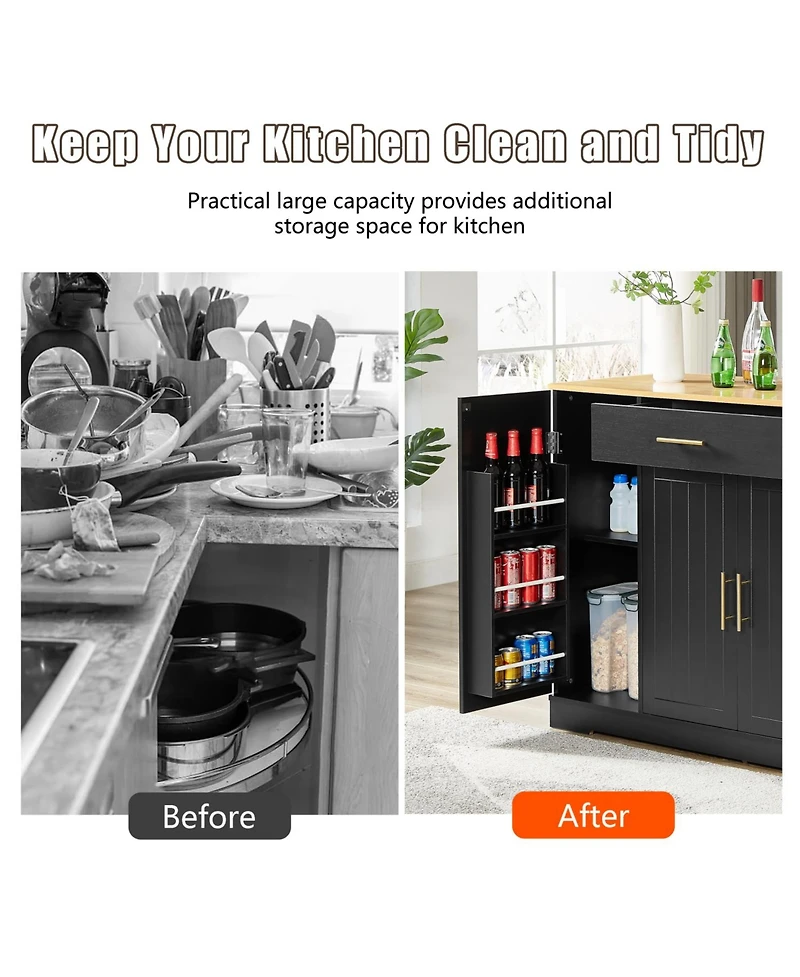 Streamdale Furniture Kitchen Island w/ Drawers & Trash Storage - Black