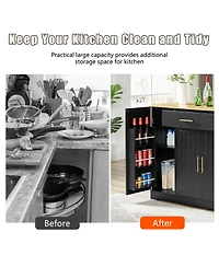 Streamdale Furniture Kitchen Island w/ Drawers & Trash Storage - Black
