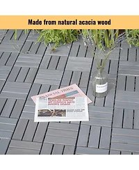 Streamdale Furniture Interlocking Deck Tiles Light Gray Acacia 12"x12" (30 Pcs)