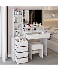 Streamdale Furniture 41" Led Mirror Vanity Table with Stool