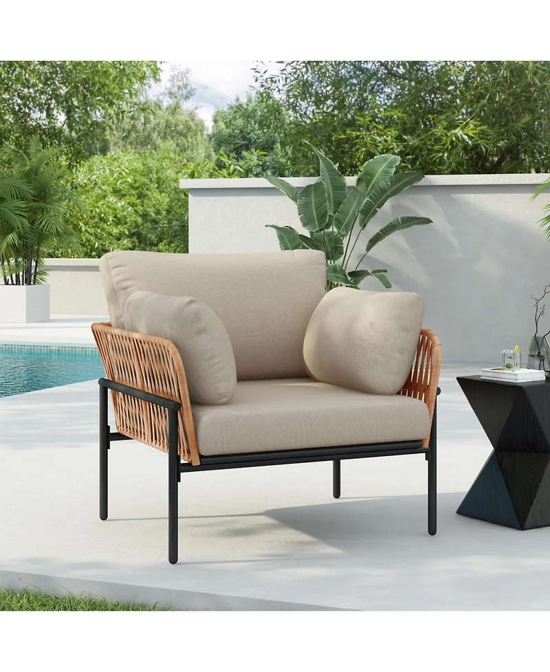Streamdale Furniture Rope & Wood Lounge Chair with Cushions