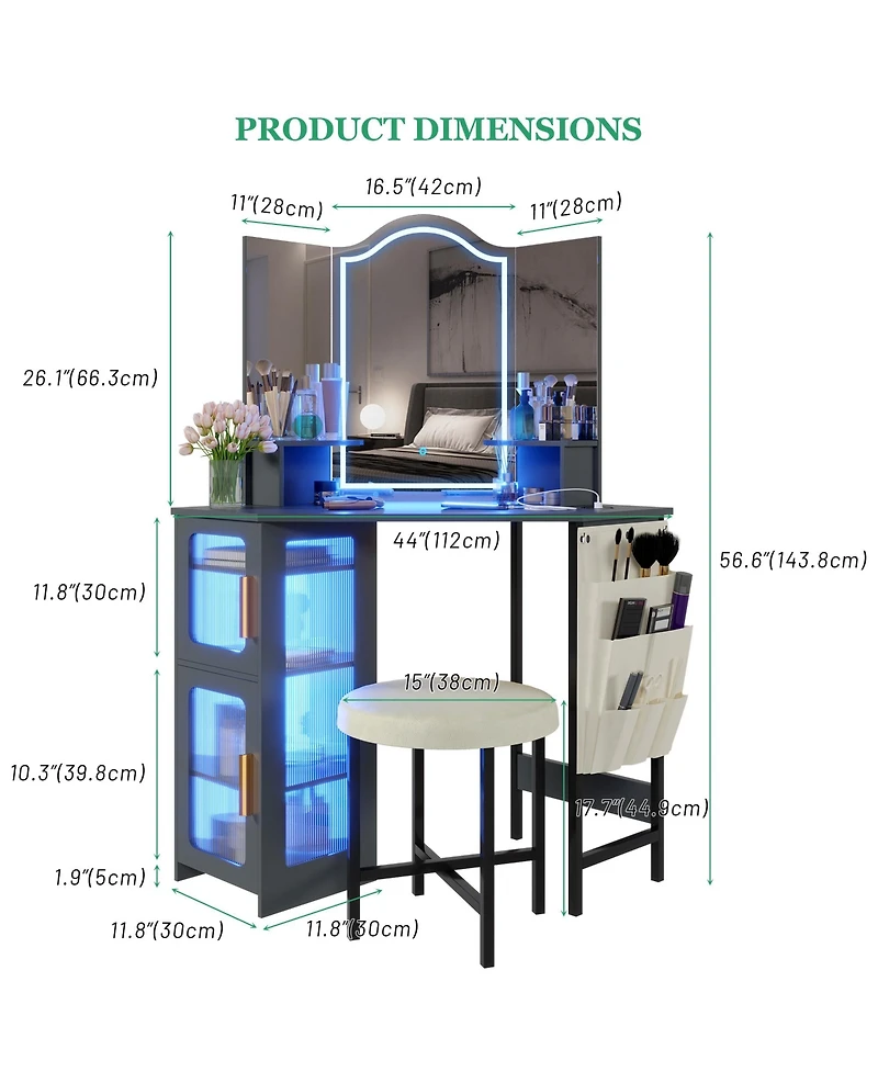 Vlsrka Vanity Makeup Desk with Mirror and Lights