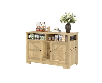 Casainc 47" Farmhouse Storage Cabinet with Double Hidden Litter Box Cat House