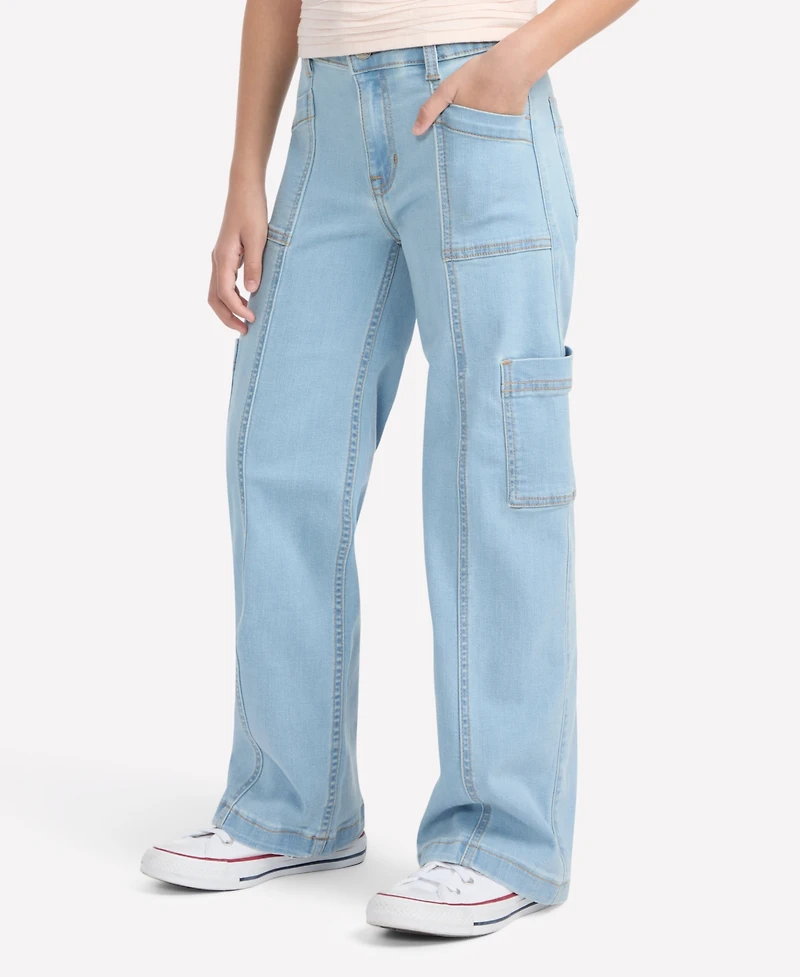 abercrombie kids Girls High Rise Wide Leg Utility Jeans