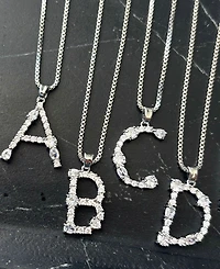 Adornia Silver Crystal Mixed Stone Initial Necklace