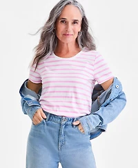 Style & Co Women's Striped Crewneck Short-Sleeve T-Shirt, Macy's Exclusive