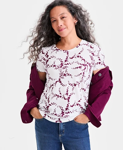 Style & Co Women's Printed Crewneck Short-Sleeve T-Shirt, Macy's Exclusive