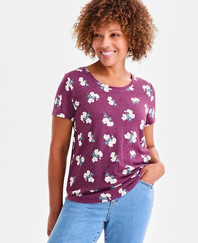 Style & Co Women's Printed Crewneck Short-Sleeve T-Shirt, Macy's Exclusive