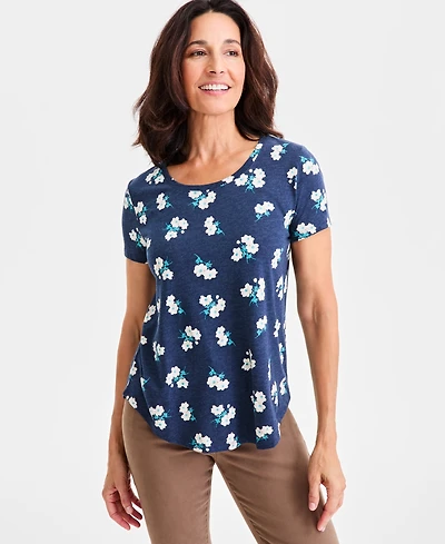 Style & Co Women's Printed Crewneck Short-Sleeve T-Shirt, Macy's Exclusive