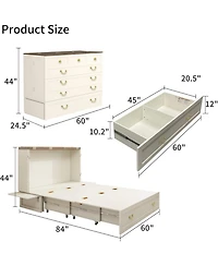livelylodge Murphy Bed Cabinet with Drawer Includes Storage Cabinet, Twin Suit for Home Office, Full with Charging and Usb Port, Warm White Twin Murph