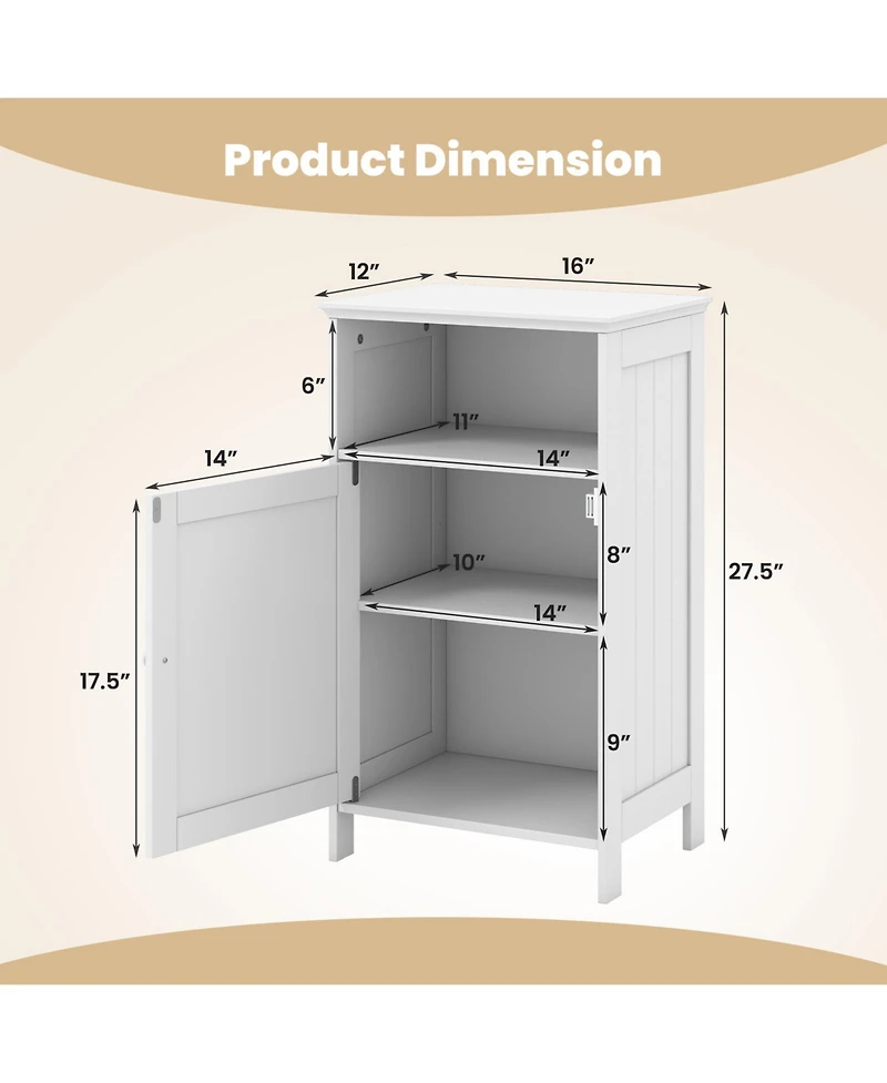 Volenca Bathroom Freestanding Adjustable Shelf Floor Storage Cabinet