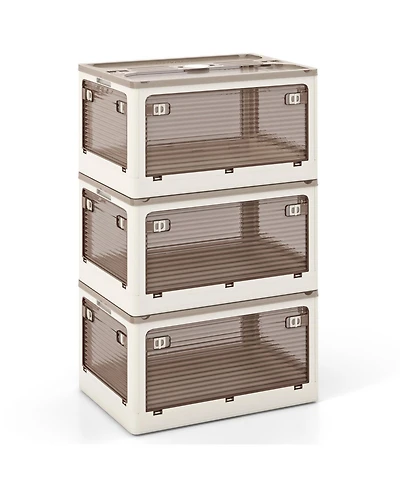 3-Pack Stackable Storage Bins with Lids with 5 Opening Ways