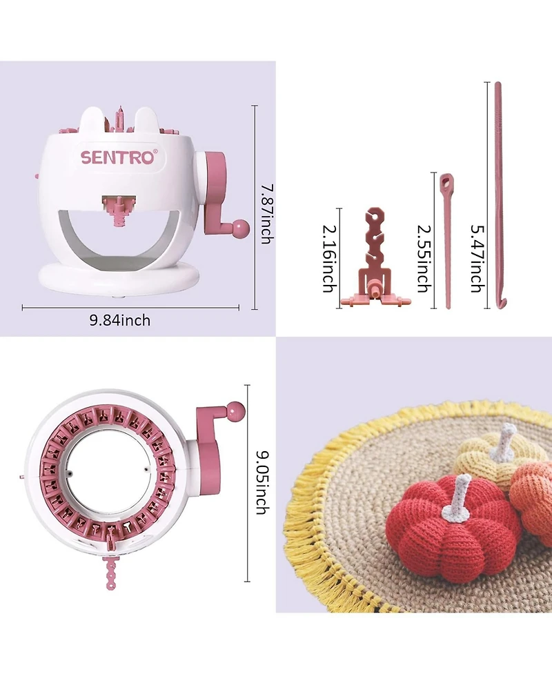 Sentro 22-Needle Pink Knitting Machine | Easy Diy Scarves & Hats | Fast Beginner & Kid-Friendly Craft Kit