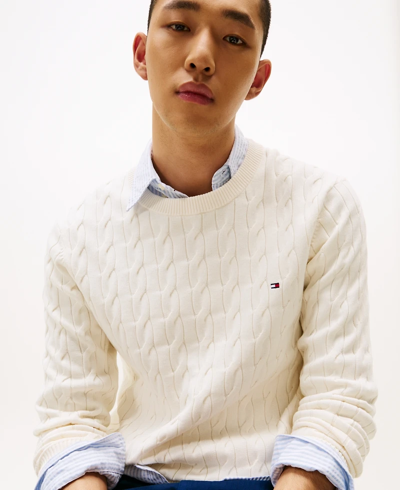 Tommy Hilfiger Men's Classic Cable Crewneck Sweater