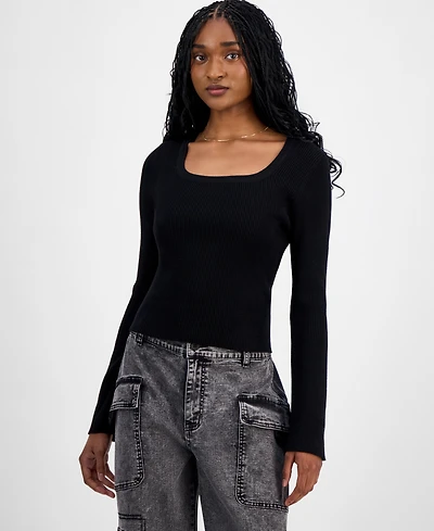 Madden Girl Juniors' Square-Neck Sweater