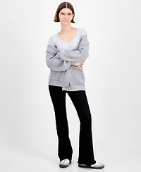 Hippie Rose Juniors' Open-Front Pointelle-Knit Cardigan
