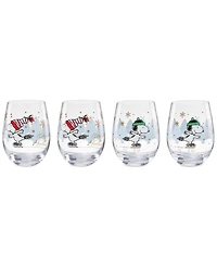 Lenox Snoopy Skating Christmas Tumblers, Set of 4