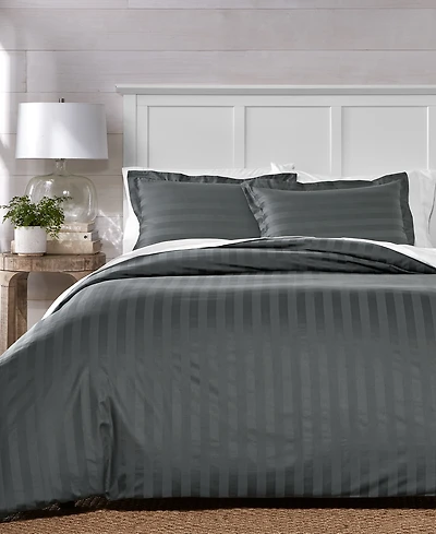 Charter Club 1.5" Stripe 550 Thread Count 100% Cotton 3-Pc. Comforter Set, Full/Queen, Exclusively at Macy's