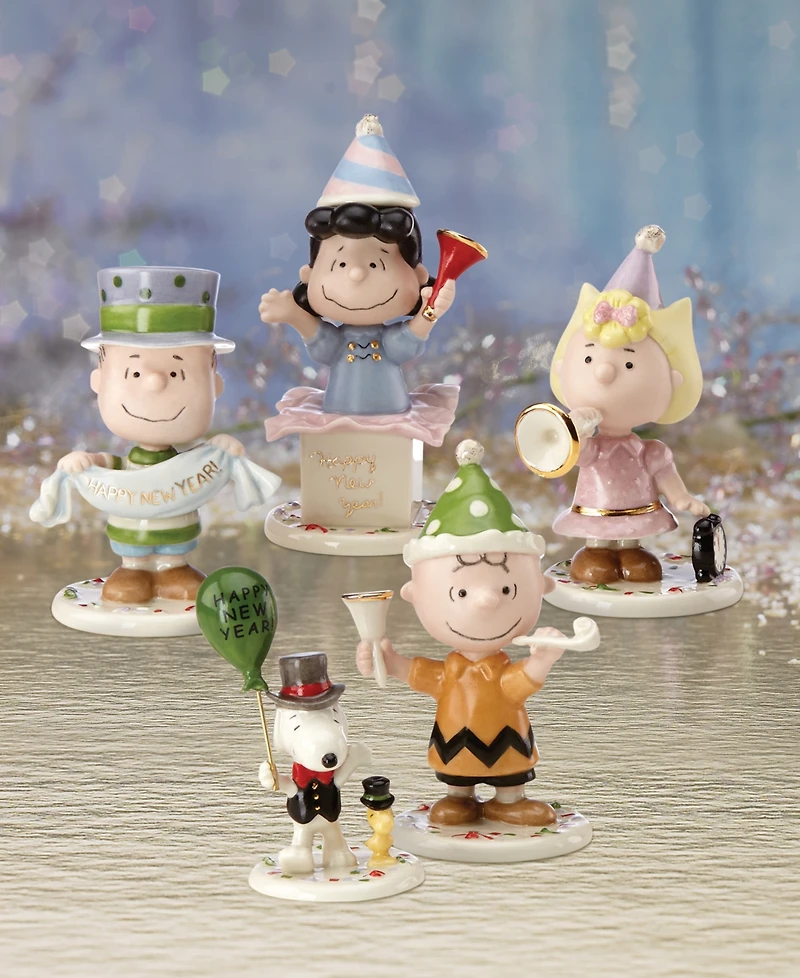 Lenox Peanuts Happy New Year Porcelain Figurines, Set of 5