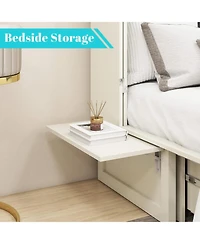 livelylodge Murphy Bed Cabinet, Queen Murphy Bed with Usb and Charging Ports, with Drawer Includes Storage Cabinet, Queen Suit for Guest Room, White C