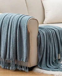Battilo Lifestyle Chenille Throw with Fringe Tassels, 50" x 60"