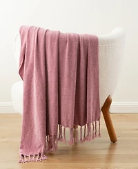 Battilo Lifestyle Chenille Throw with Fringe Tassels, 50" x 60"
