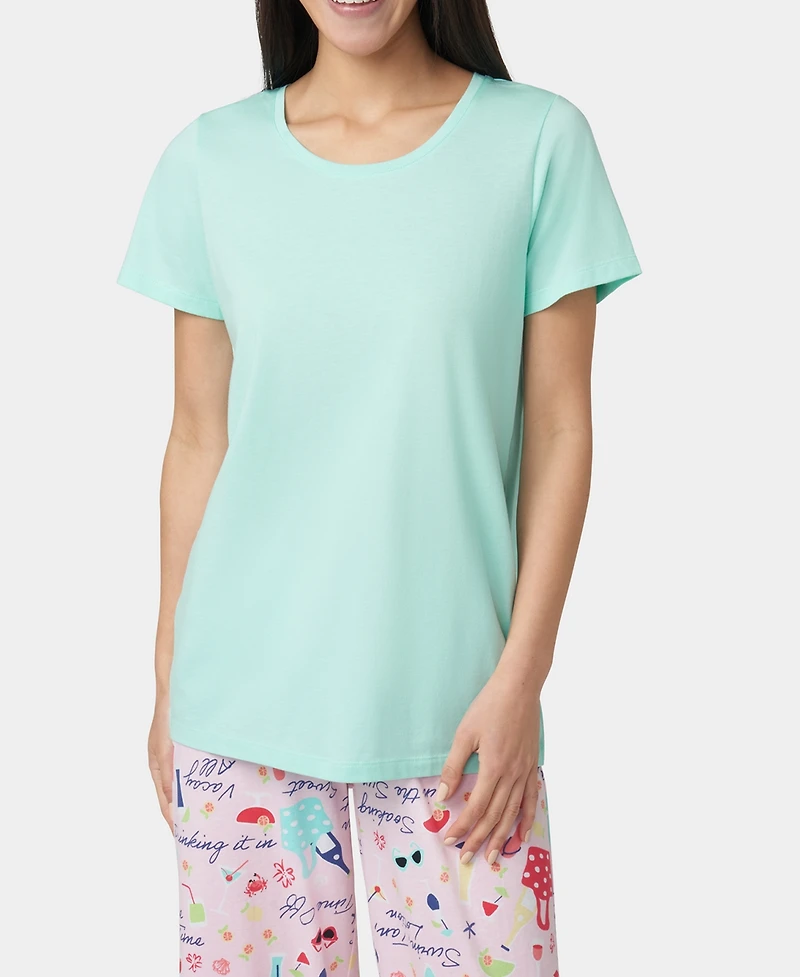 Hue Women's Solid Short-Sleeve Scoop-Neck Pajama T-Shirt