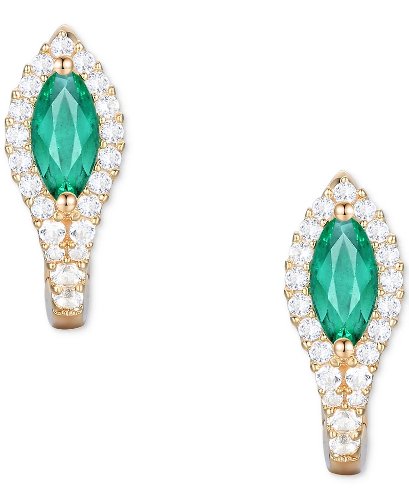 Gemstone (5/8 ct. t.w.) & Diamond (1/4 Hoop Earrings 14k Gold