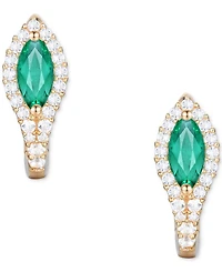 Gemstone (5/8 ct. t.w.) & Diamond (1/4 Hoop Earrings 14k Gold