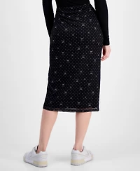 Tinseltown Juniors' Printed-Mesh Midi Skirt