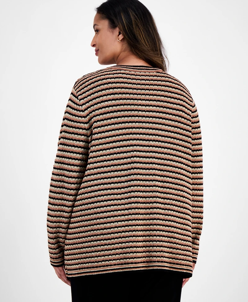 Anne Klein Plus Long-Sleeve Front-Pocket Cardigan