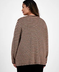 Anne Klein Plus Long-Sleeve Front-Pocket Cardigan